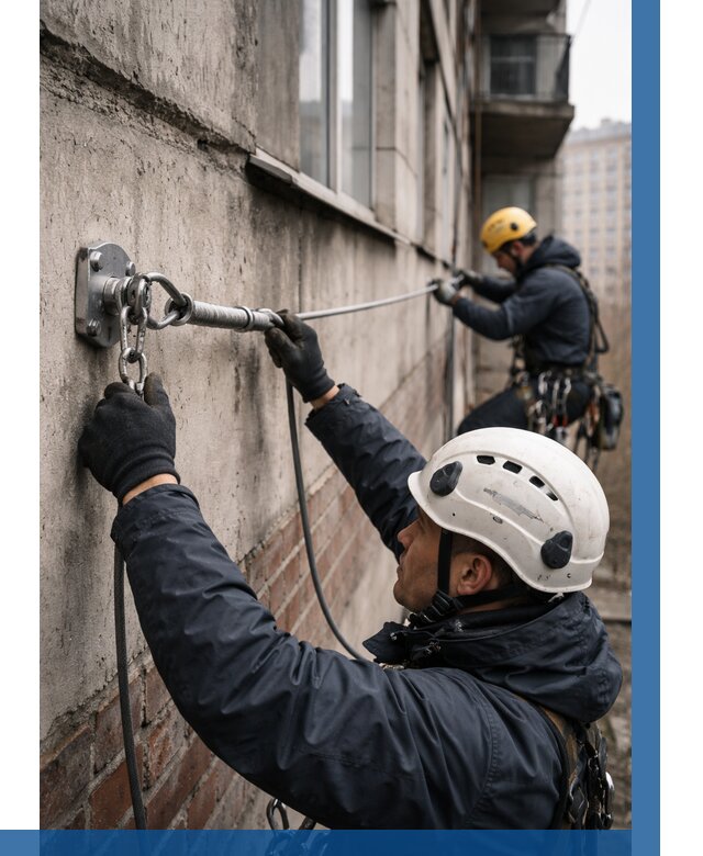 Монтаж анкерных линий в Петрозаводске от 3045 р. | ВЫСОТНИК-Птр