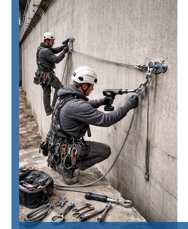 Монтаж анкерных линий высотной безопасности в Петрозаводске